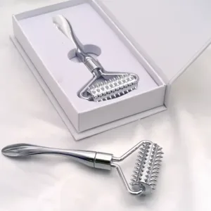 Zinc Alloy Microneedle Massager Roller Facial Wrinkle Remover Manual Micropin Skincare Beauty Tool Device Dermaroller for Face