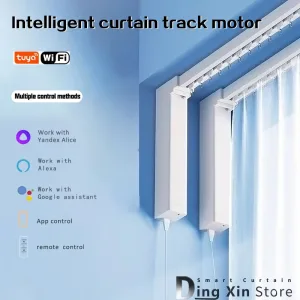 Smart wifi curtain motor tuya smart life work with alexa Googlehome yandex Alice with remote Customized Electric Curtain track
