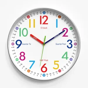 12 Inch Early Education Wall Clock Cartoon Children's Time Management Quartz Clock Home Wall Hanging Silent Clock 30CM